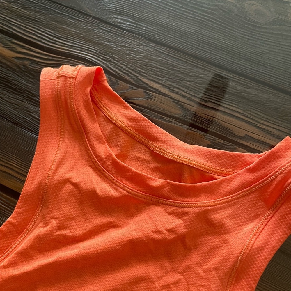Lululemon Athletica Orange Asymmetrical Crop Tank Top - Picture 4 of 5